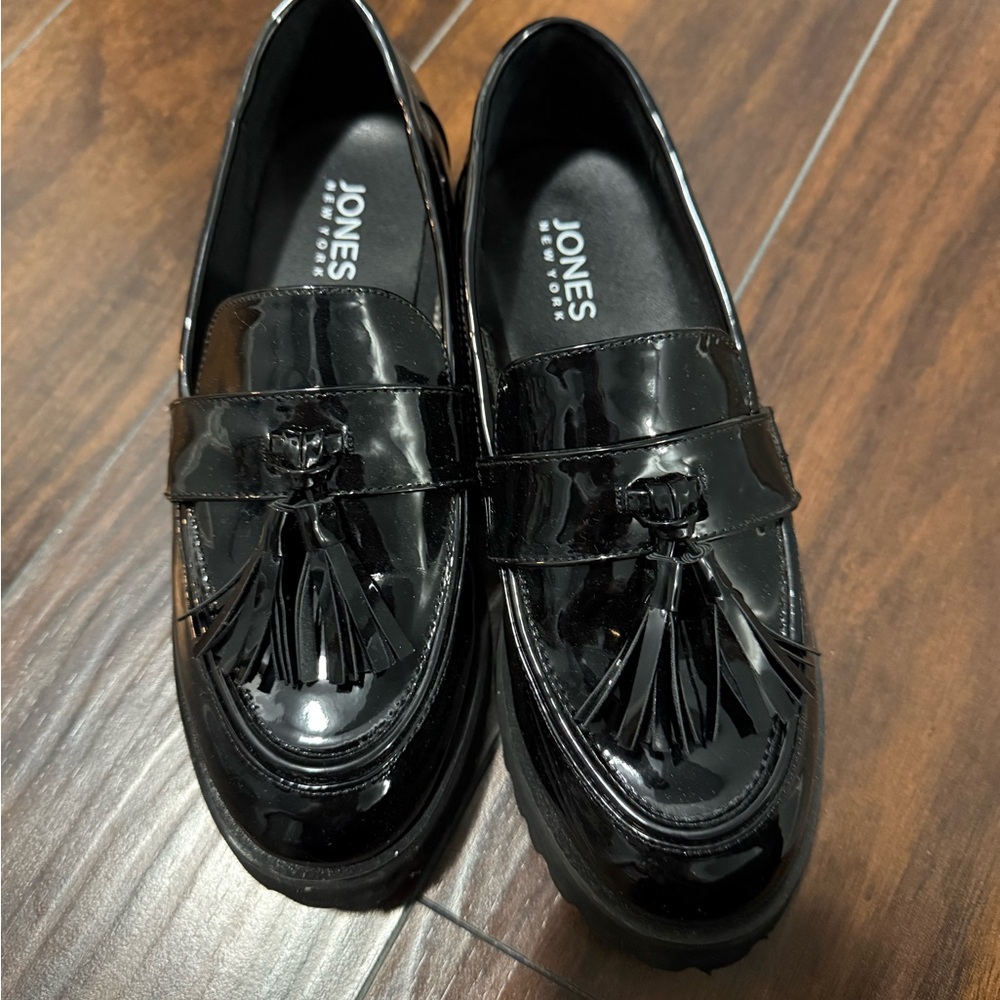Jones New York Black Leather Tassel Loafers